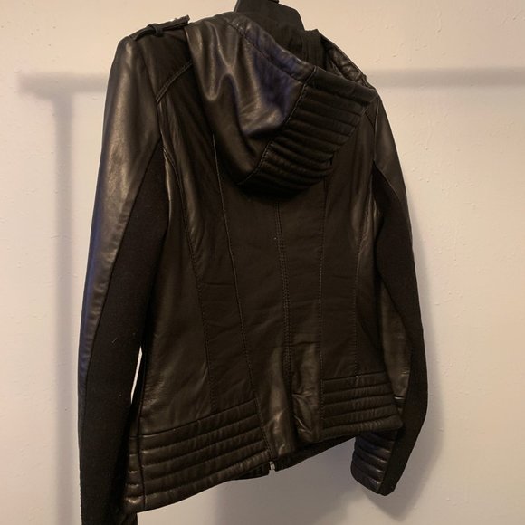 Michael Kors hooded Leather Jacket Small - Picture 3 of 3